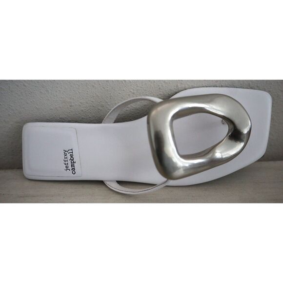 Jeffrey Campbell Women's Sz 8.5M White/Silver Linques-2 Flip Flop Sandals - Picture 8 of 13